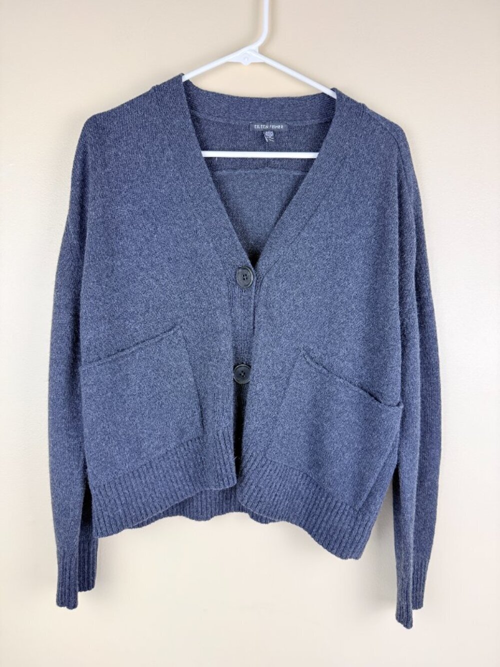 Eileen Fisher Organic Cotton and Cashmere Blend Open V-Neck Cardigan